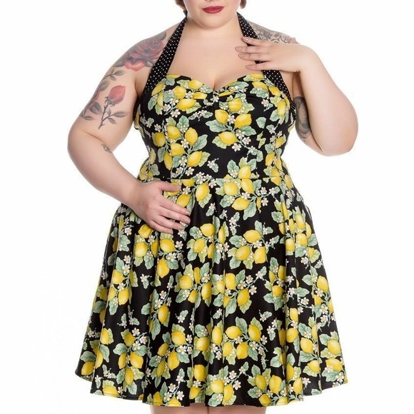 Hell Bunny Dresses & Skirts - Hell Bunny XL Leandra Mini Black Lemon Yellow 50s Rockabilly Pinup Dress